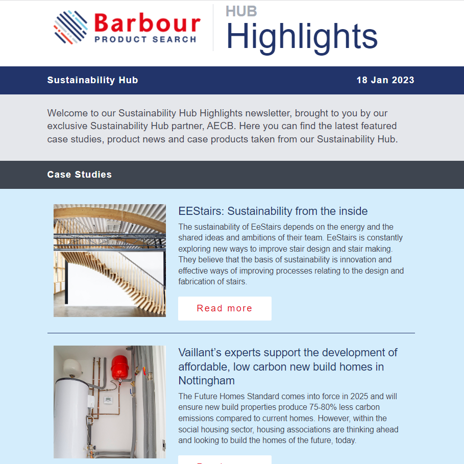 Sustainability Hub - In Partnership With AECB | Latest case studies, news and products