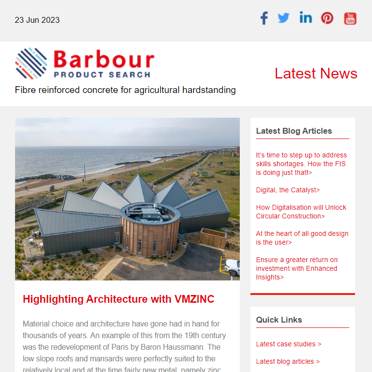 Highlighting Architecture with VMZINC| Fibre reinforced concrete for agricultural hardstanding