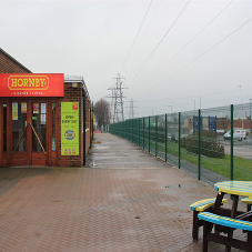 Hornby Visitor Centre secured with EuroGuard® Regular Mesh Panels